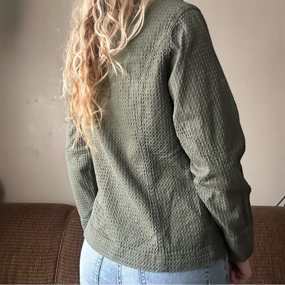 Columbia Sportswear Women’s Waffle Knit Shirt Jacket Green Button Up Size M - Picture 3 of 7